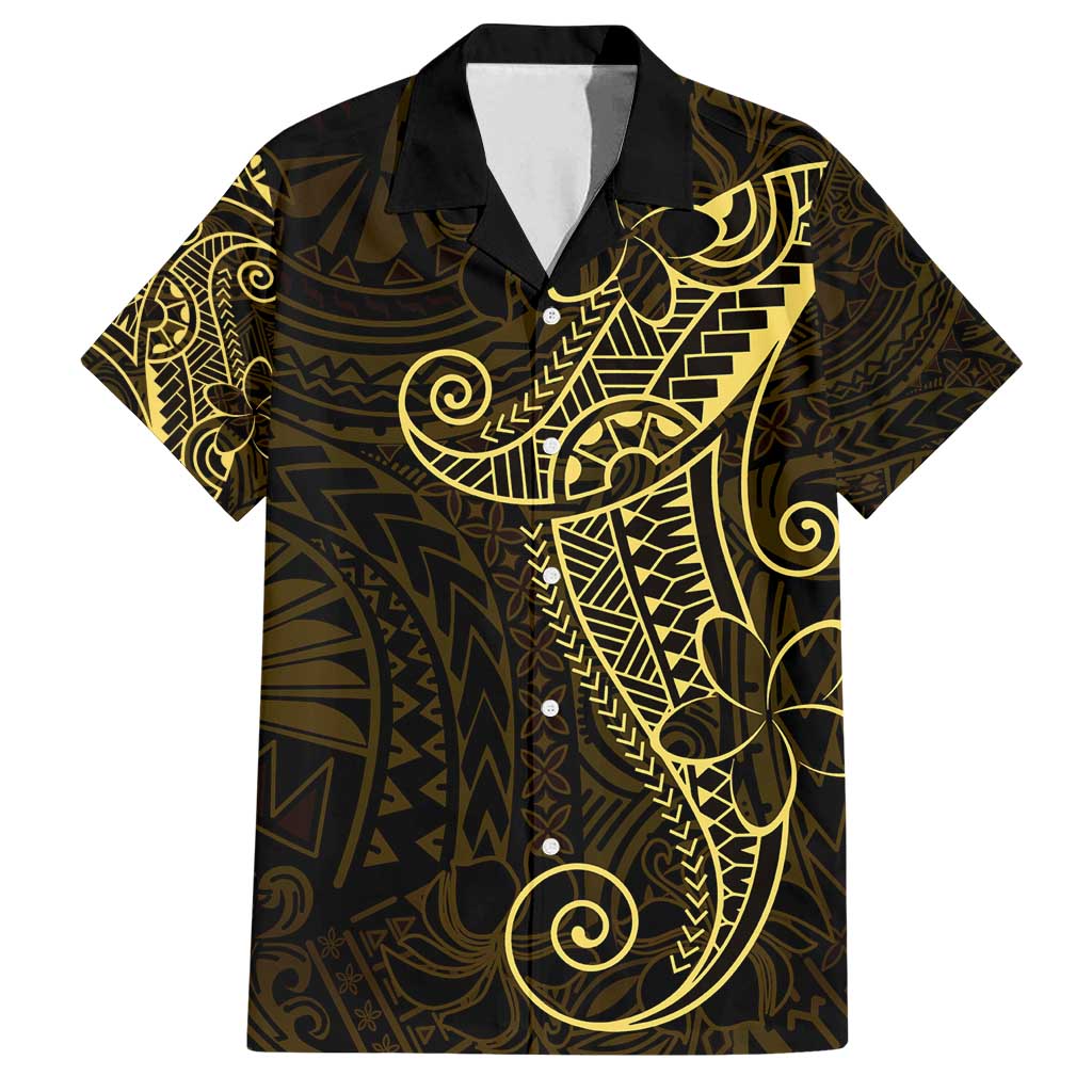 Black Gold Polynesian Tribal Family Matching Summer Maxi Dress and Hawaiian Shirt LT9 Dad's Shirt - Short Sleeve Gold - Polynesian Pride