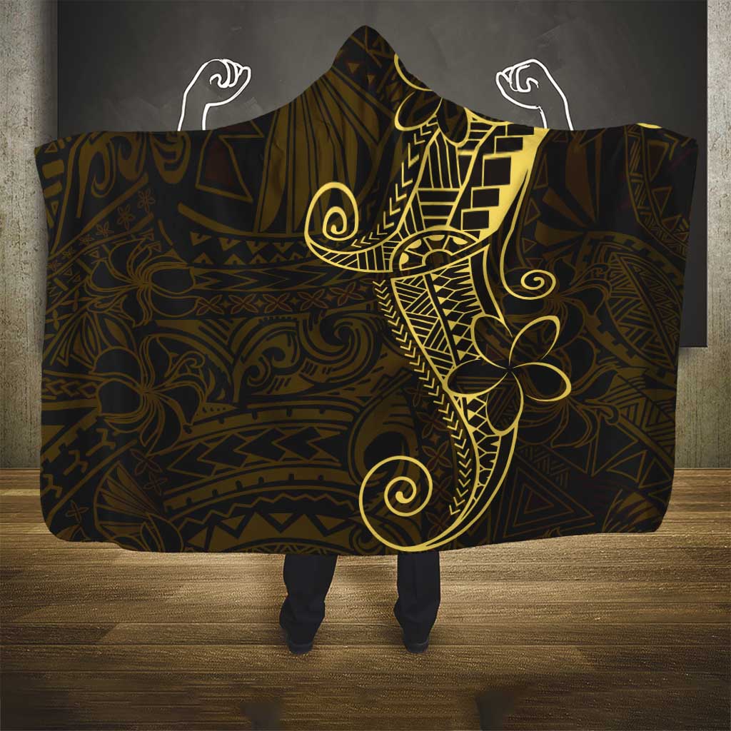 Black Gold Polynesian Tribal Hooded Blanket - Polynesian Pride
