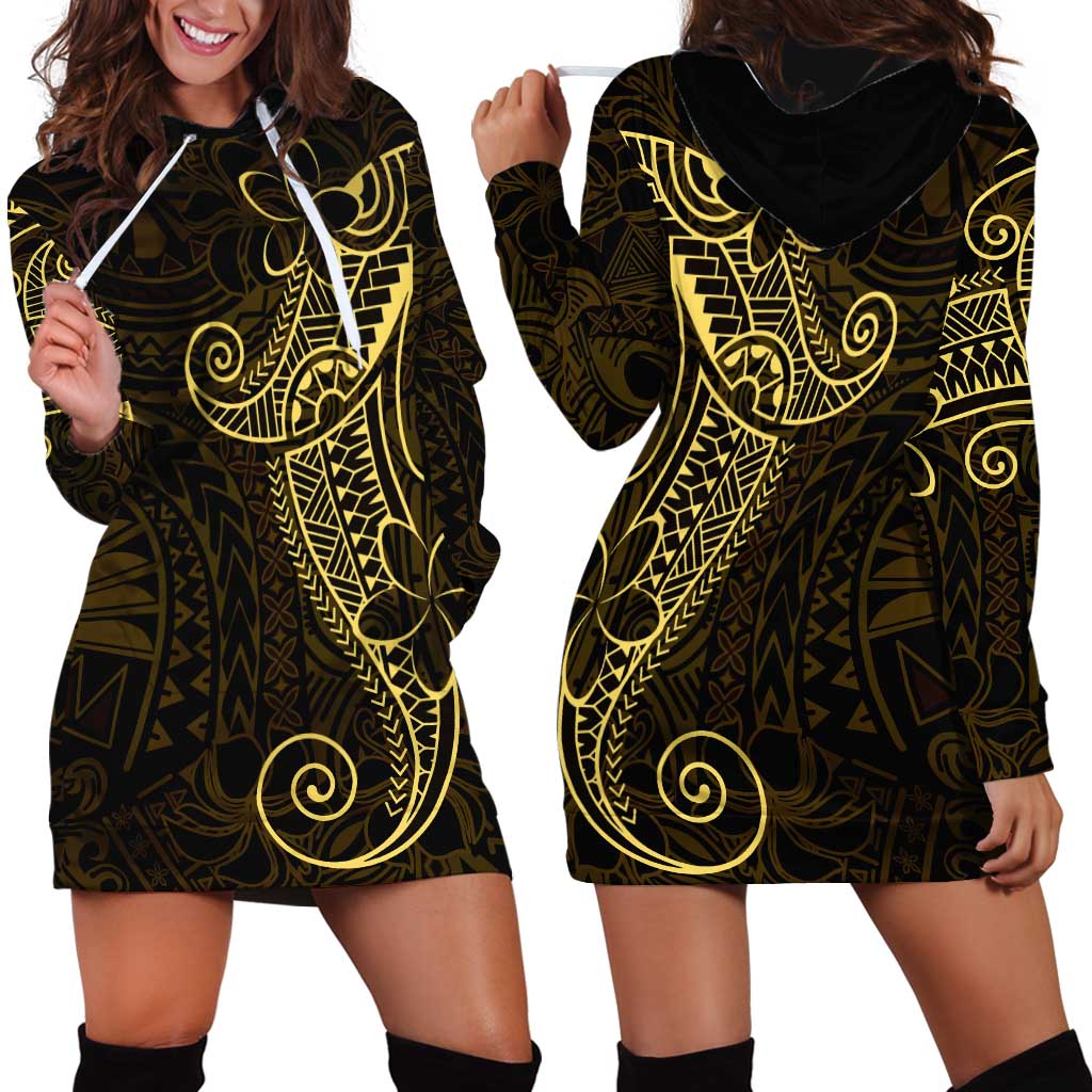 Black Gold Polynesian Tribal Hoodie Dress - Polynesian Pride