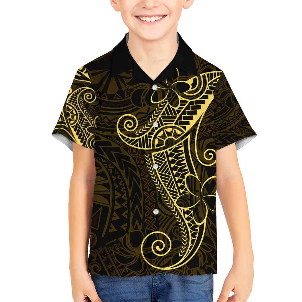 Black Gold Polynesian Tribal Kid Hawaiian Shirt - Polynesian Pride