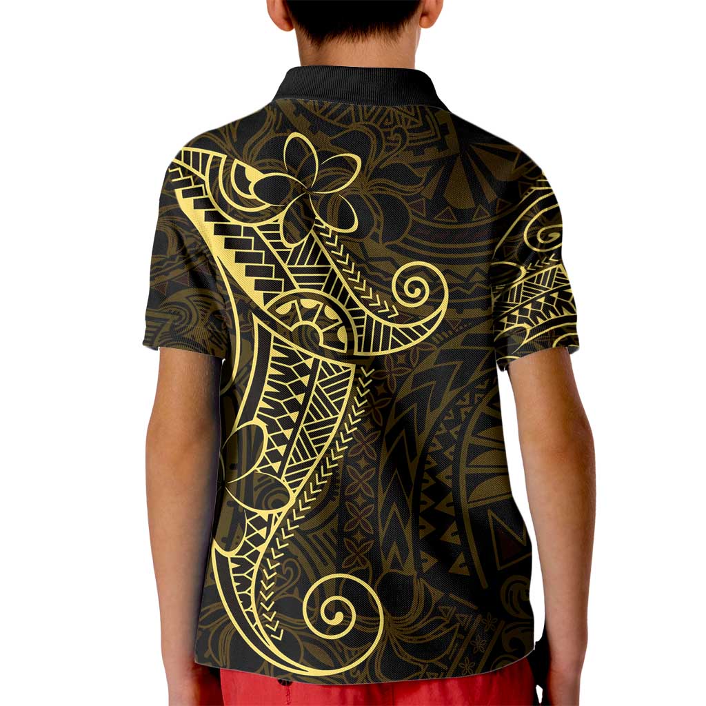 Black Gold Polynesian Tribal Kid Polo Shirt - Polynesian Pride