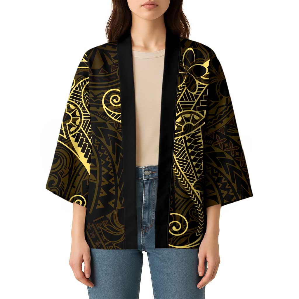 Black Gold Polynesian Tribal Kimono - Polynesian Pride