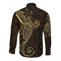 Black Gold Polynesian Tribal Long Sleeve Button Shirt LT9 - Polynesian Pride