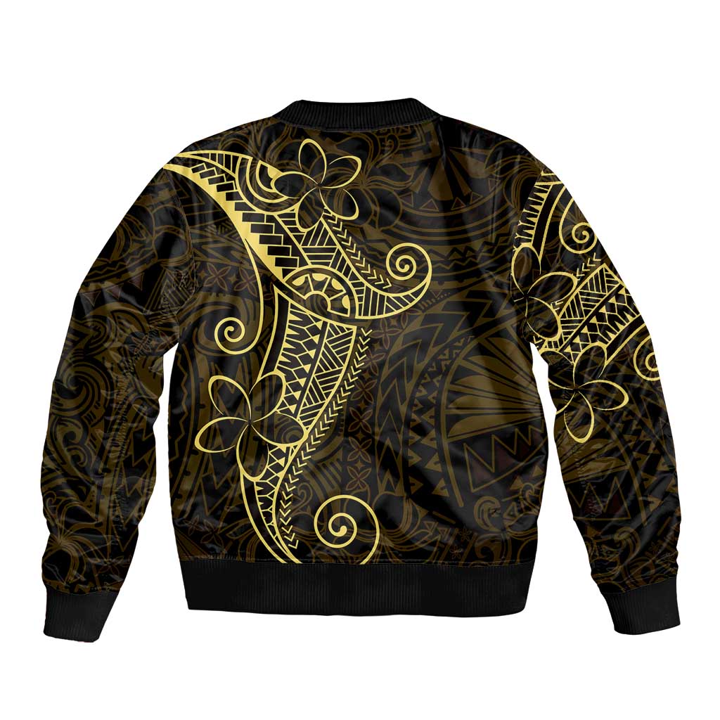 Black Gold Polynesian Tribal Sleeve Zip Bomber Jacket LT9 - Polynesian Pride