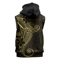 Black Gold Polynesian Tribal Sleeveless Hoodie - Polynesian Pride