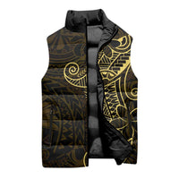 Black Gold Polynesian Tribal Sleeveless Puffer Jacket - Polynesian Pride
