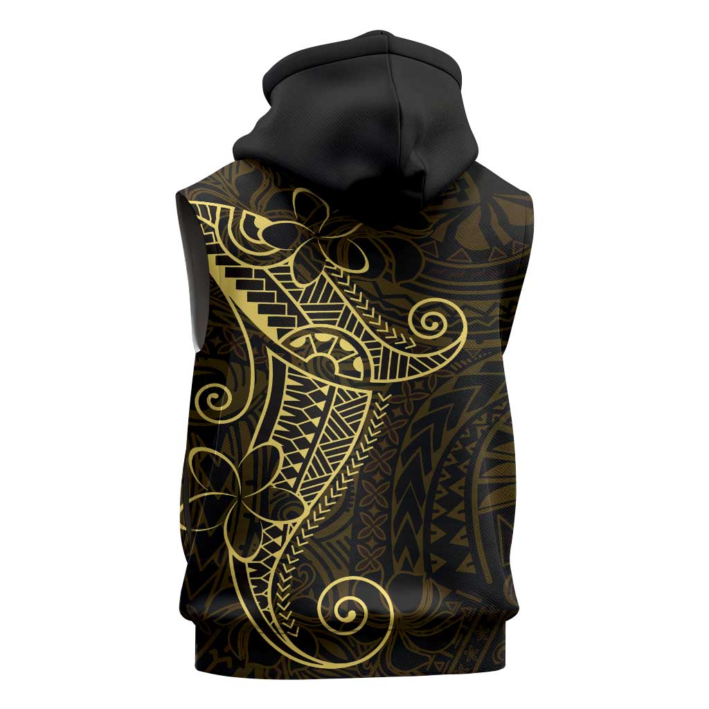 Black Gold Polynesian Tribal Sleeveless Zip Hoodie - Polynesian Pride