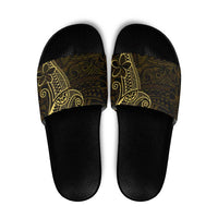 Black Gold Polynesian Tribal Slide Sandals LT9 Gold - Polynesian Pride
