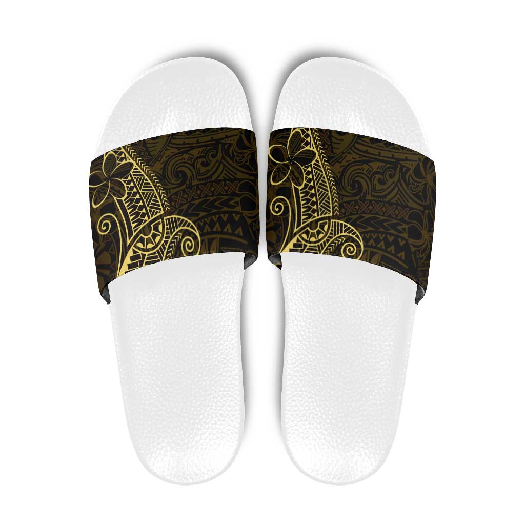 Black Gold Polynesian Tribal Slide Sandals LT9 Gold - Polynesian Pride