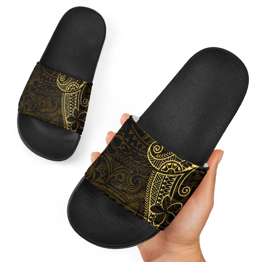 Black Gold Polynesian Tribal Slide Sandals LT9 - Polynesian Pride