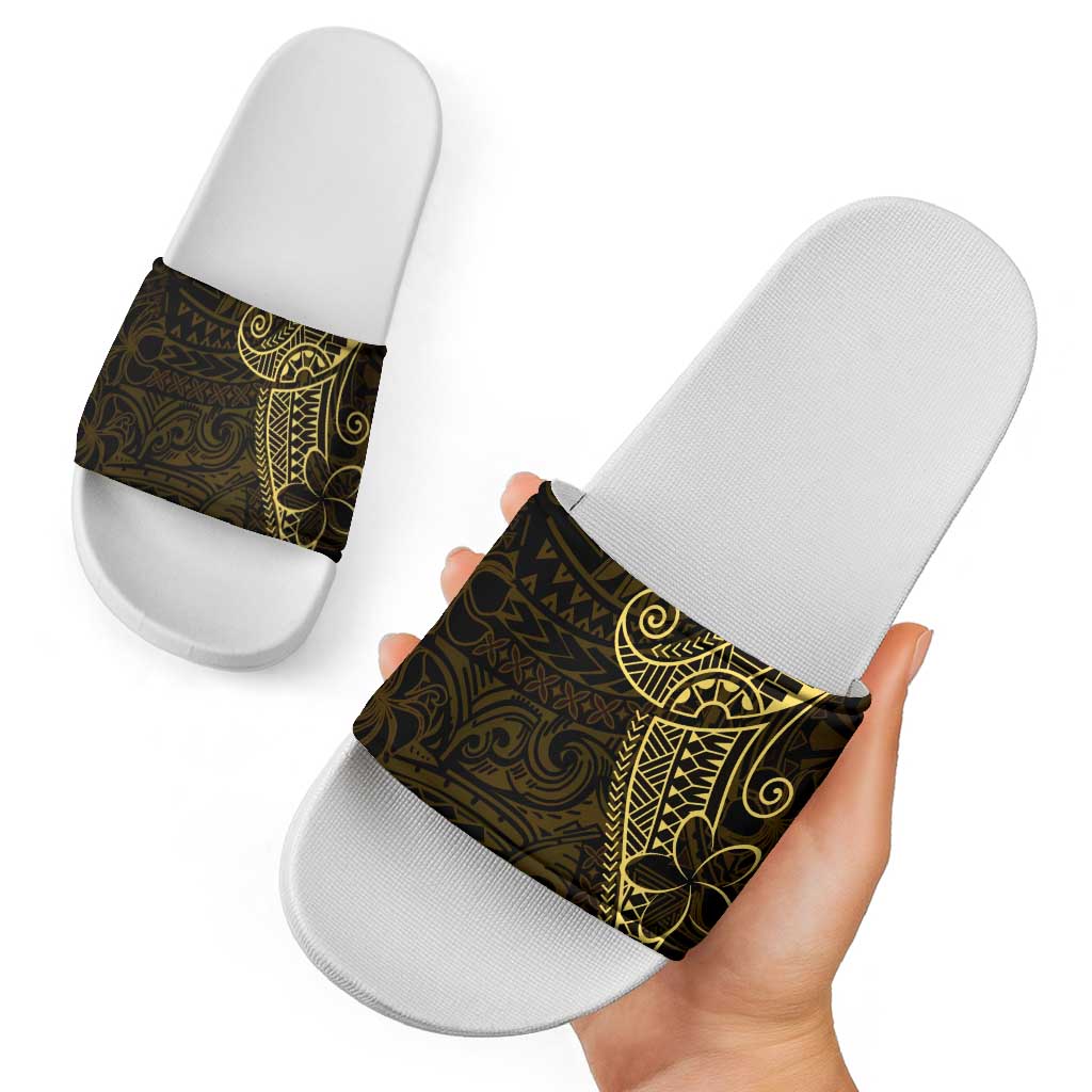 Black Gold Polynesian Tribal Slide Sandals LT9 - Polynesian Pride