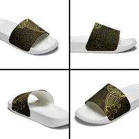 Black Gold Polynesian Tribal Slide Sandals LT9 - Polynesian Pride