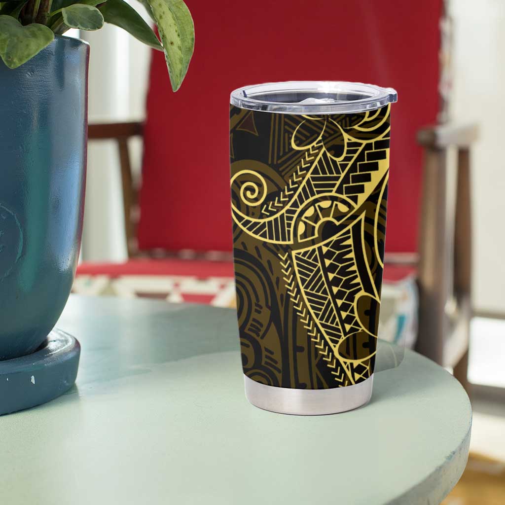 Black Gold Polynesian Tribal Tumbler Cup - Polynesian Pride