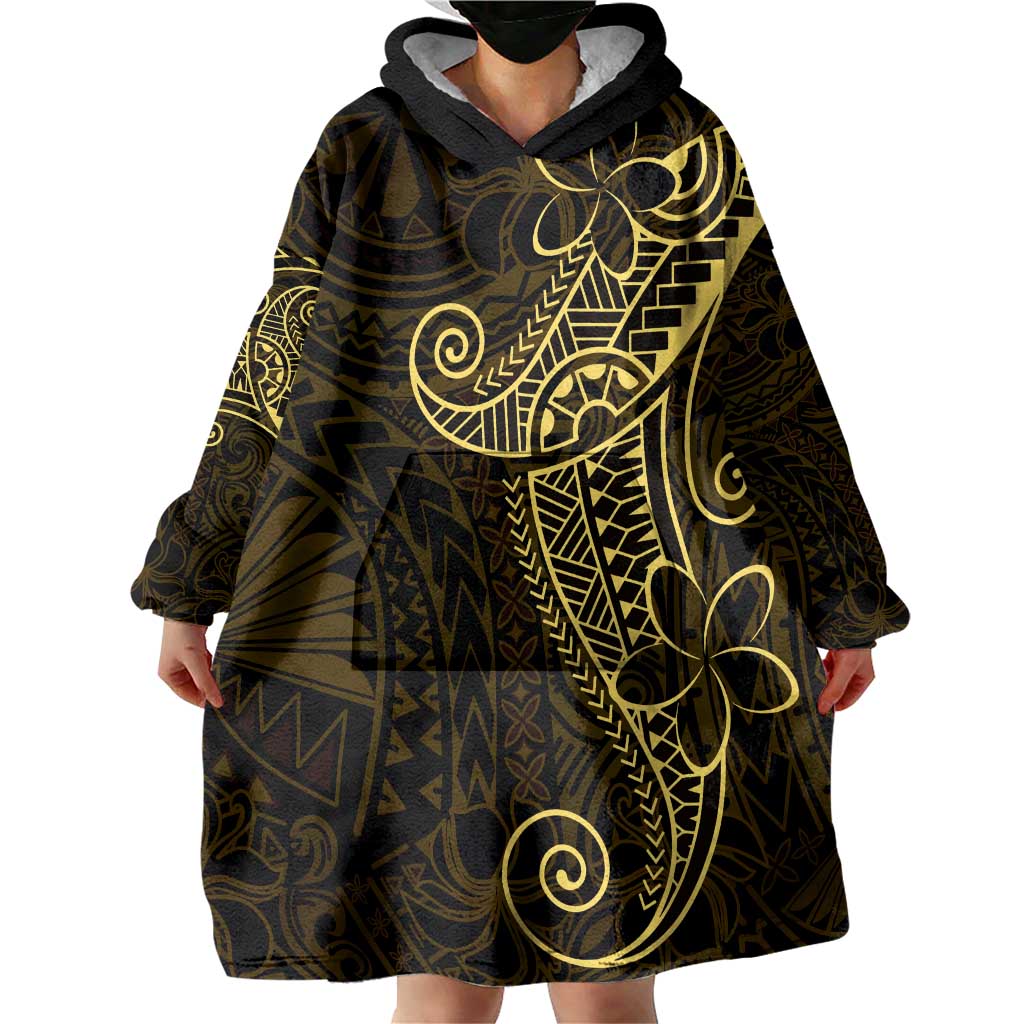 Black Gold Polynesian Tribal Wearable Blanket Hoodie - Polynesian Pride