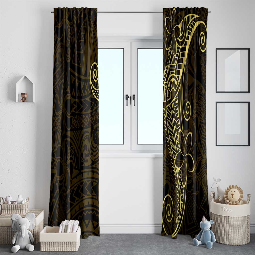 Black Gold Polynesian Tribal Window Curtain LT9 - Polynesian Pride