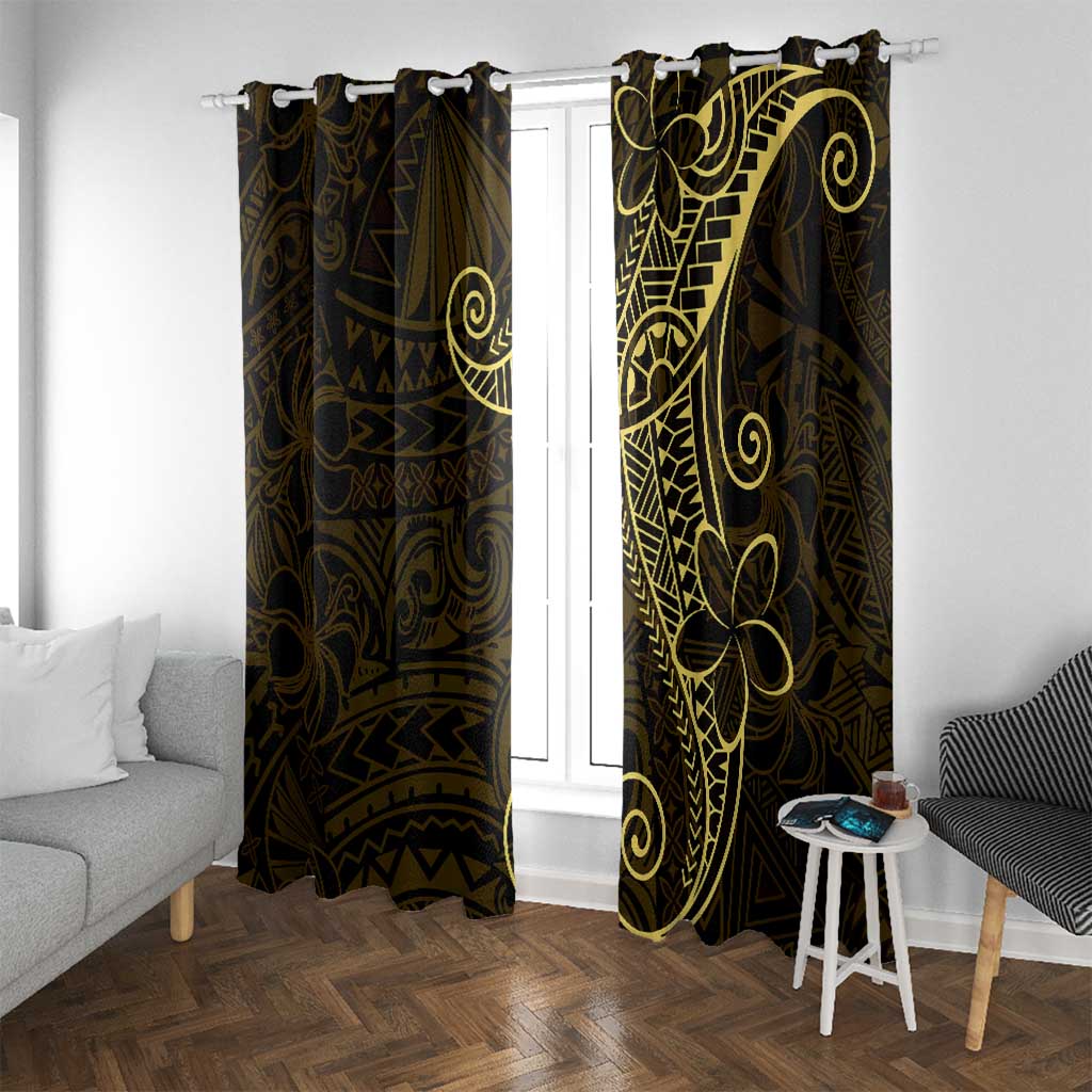 Black Gold Polynesian Tribal Window Curtain LT9 With Grommets Gold - Polynesian Pride