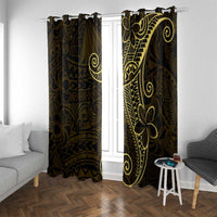 Black Gold Polynesian Tribal Window Curtain LT9 With Grommets Gold - Polynesian Pride