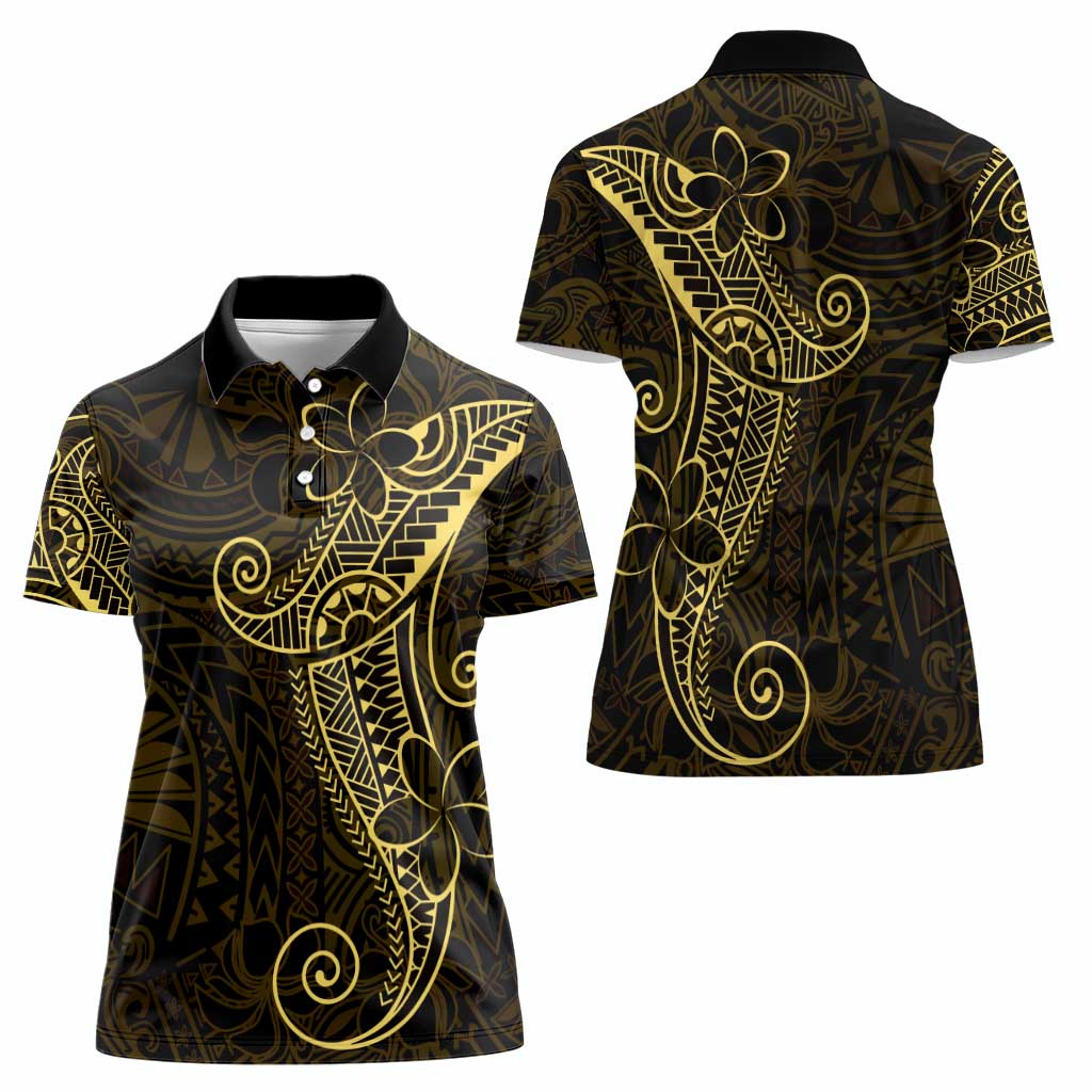 Black Gold Polynesian Tribal Women Polo Shirt - Polynesian Pride