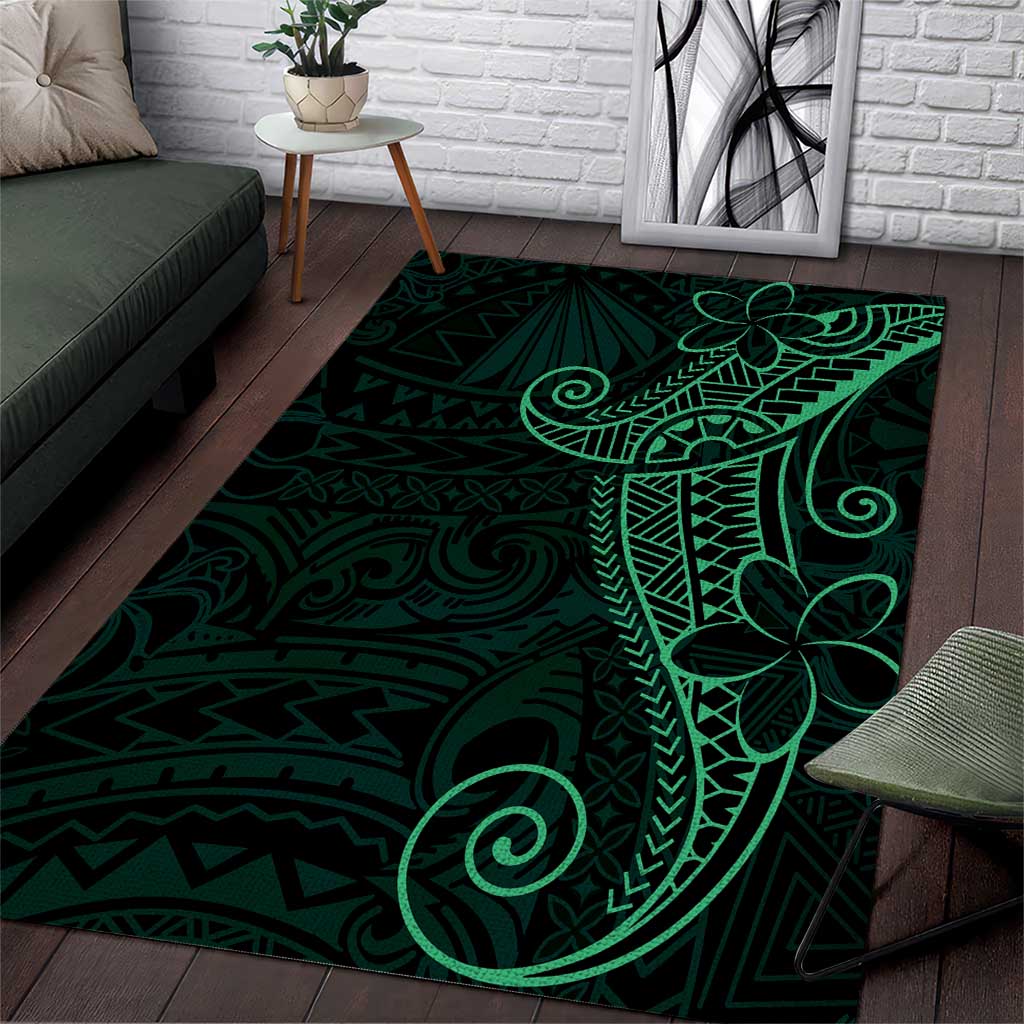 Black Green Polynesian Tribal Area Rug LT9 Green - Polynesian Pride