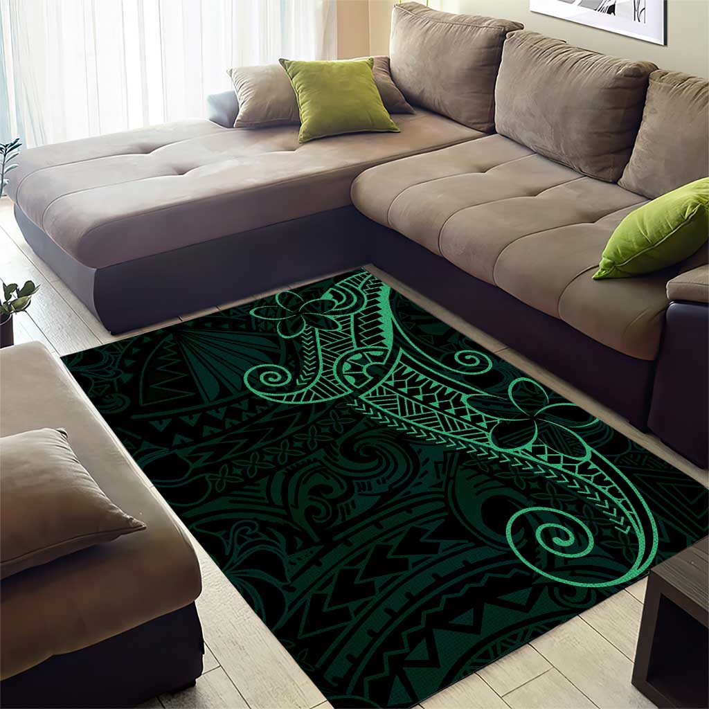 Black Green Polynesian Tribal Area Rug LT9 - Polynesian Pride
