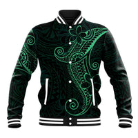 Black Green Polynesian Tribal Baseball Jacket - Polynesian Pride