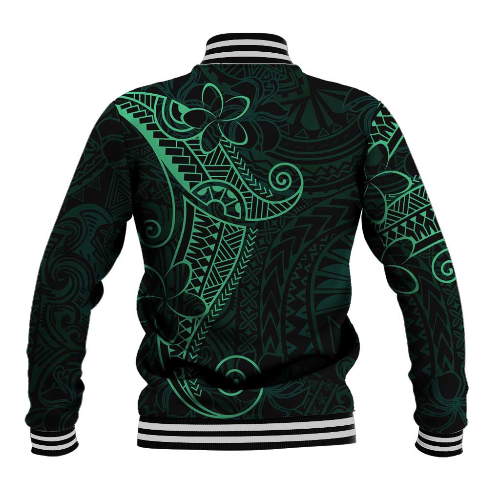 Black Green Polynesian Tribal Baseball Jacket - Polynesian Pride