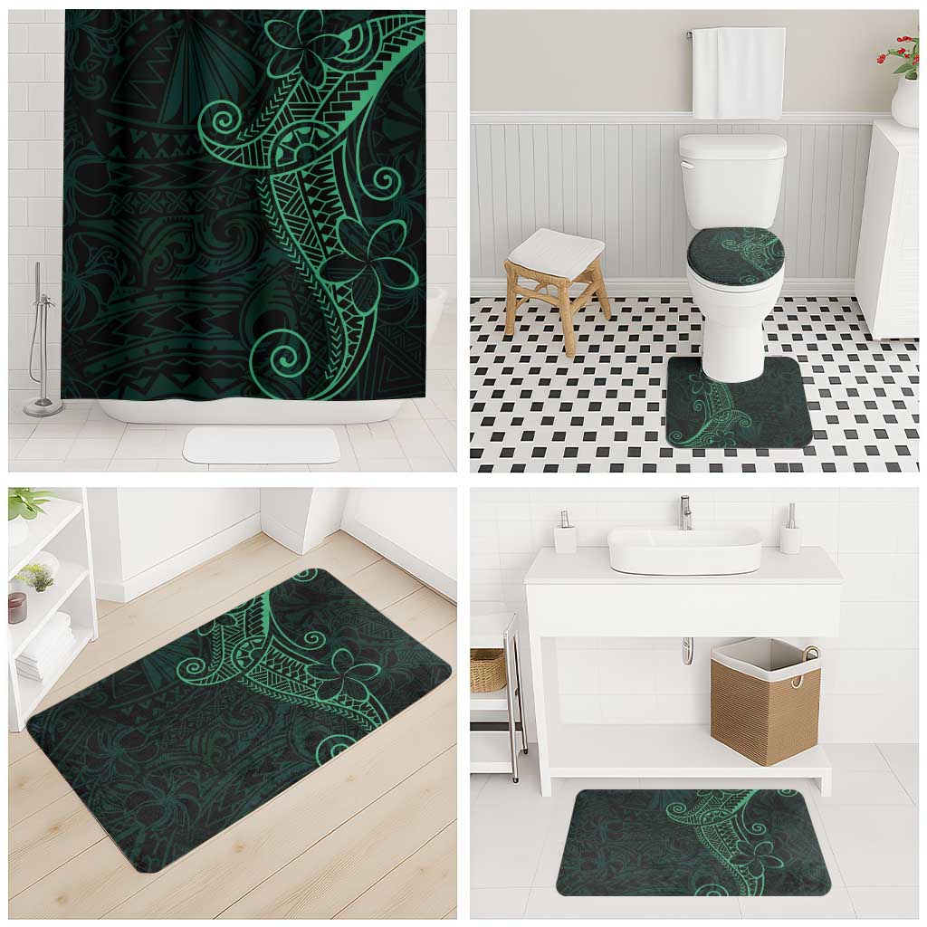 Black Green Polynesian Tribal Bathroom Set - Polynesian Pride