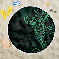 Black Green Polynesian Tribal Beach Blanket - Polynesian Pride