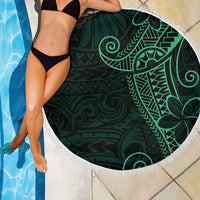 Black Green Polynesian Tribal Beach Blanket - Polynesian Pride