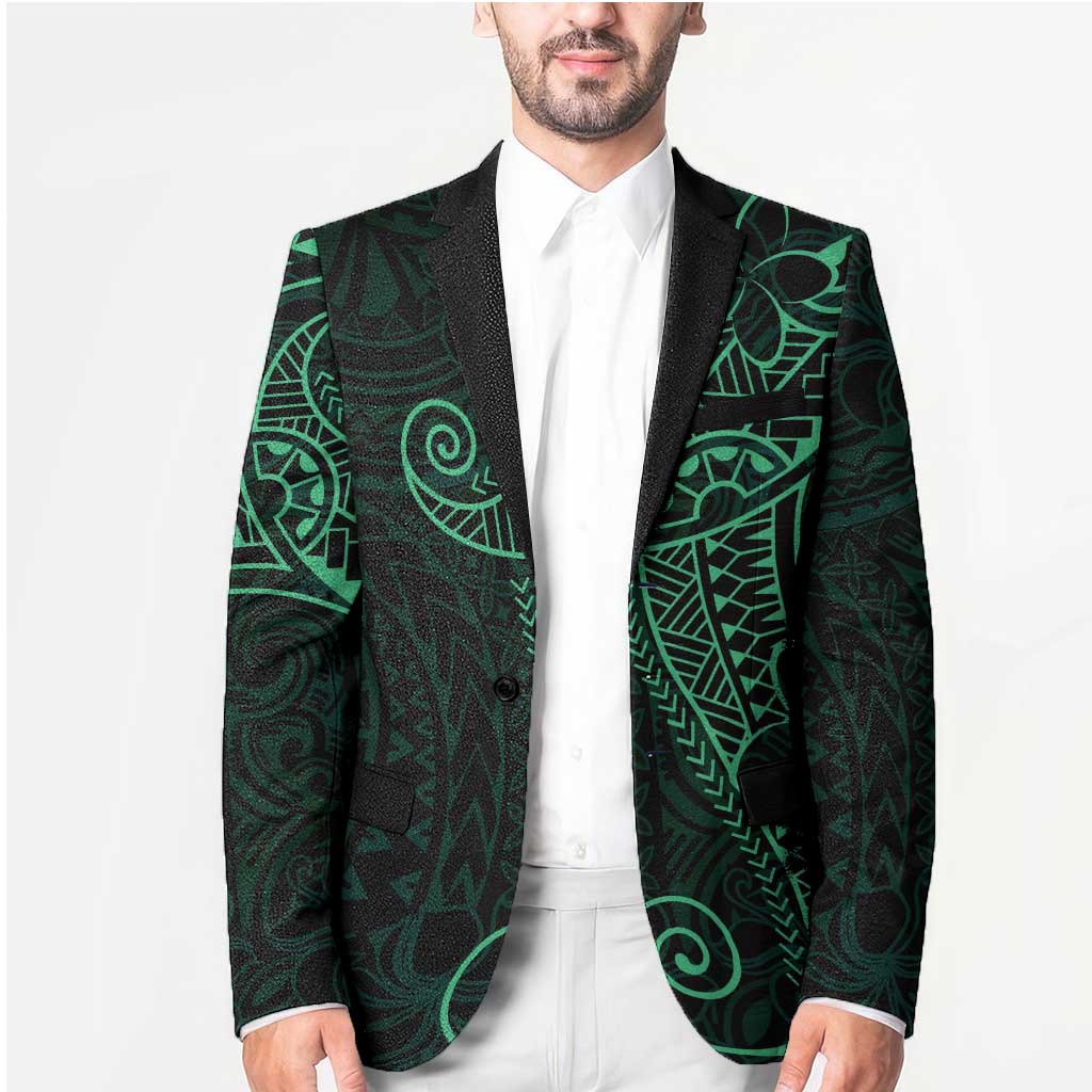 Black Green Polynesian Tribal Blazer LT9 - Polynesian Pride