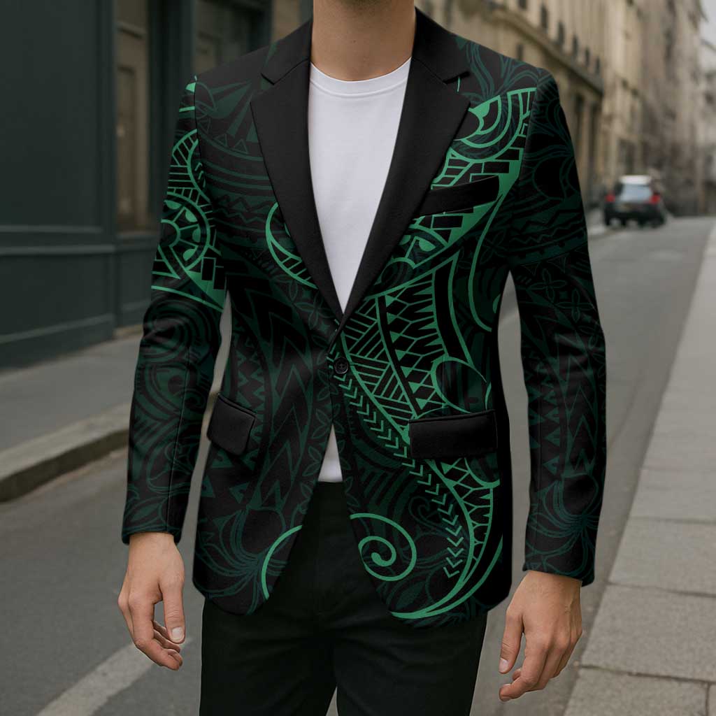 Black Green Polynesian Tribal Blazer LT9 - Polynesian Pride