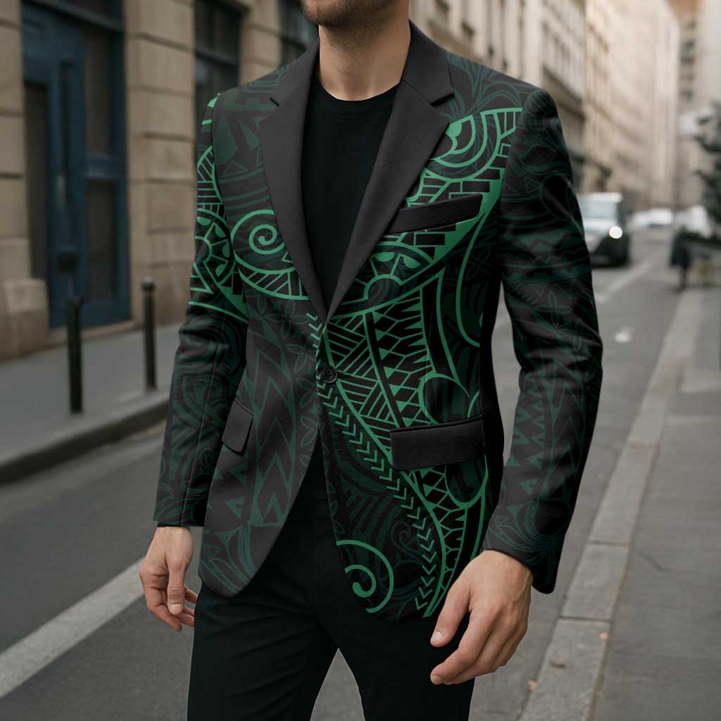 Black Green Polynesian Tribal Blazer LT9 - Polynesian Pride