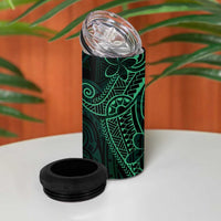 Black Green Polynesian Tribal 4 in 1 Can Cooler Tumbler - Polynesian Pride