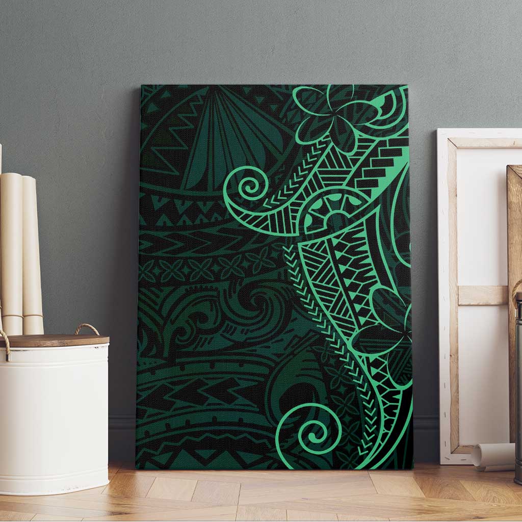Black Green Polynesian Tribal Canvas Wall Art - Polynesian Pride