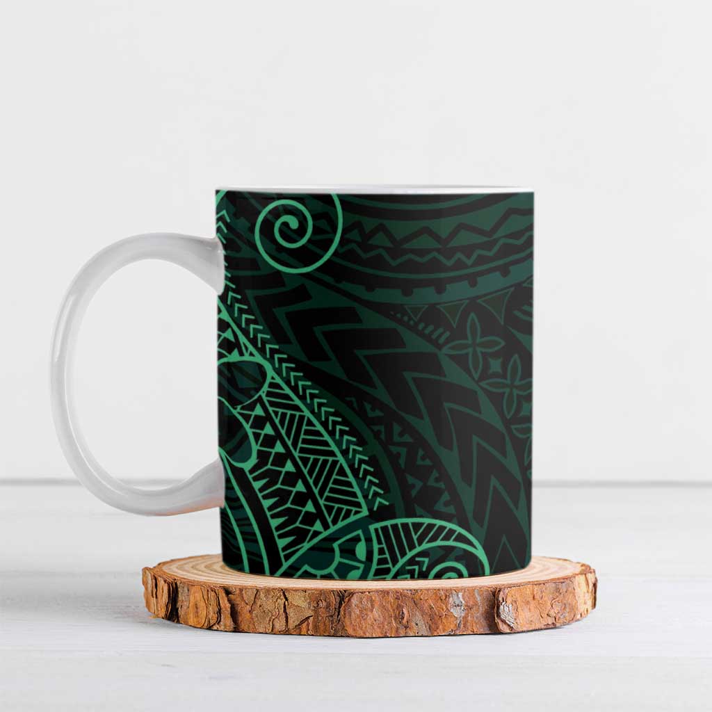 Black Green Polynesian Tribal Ceramic Mug - Polynesian Pride