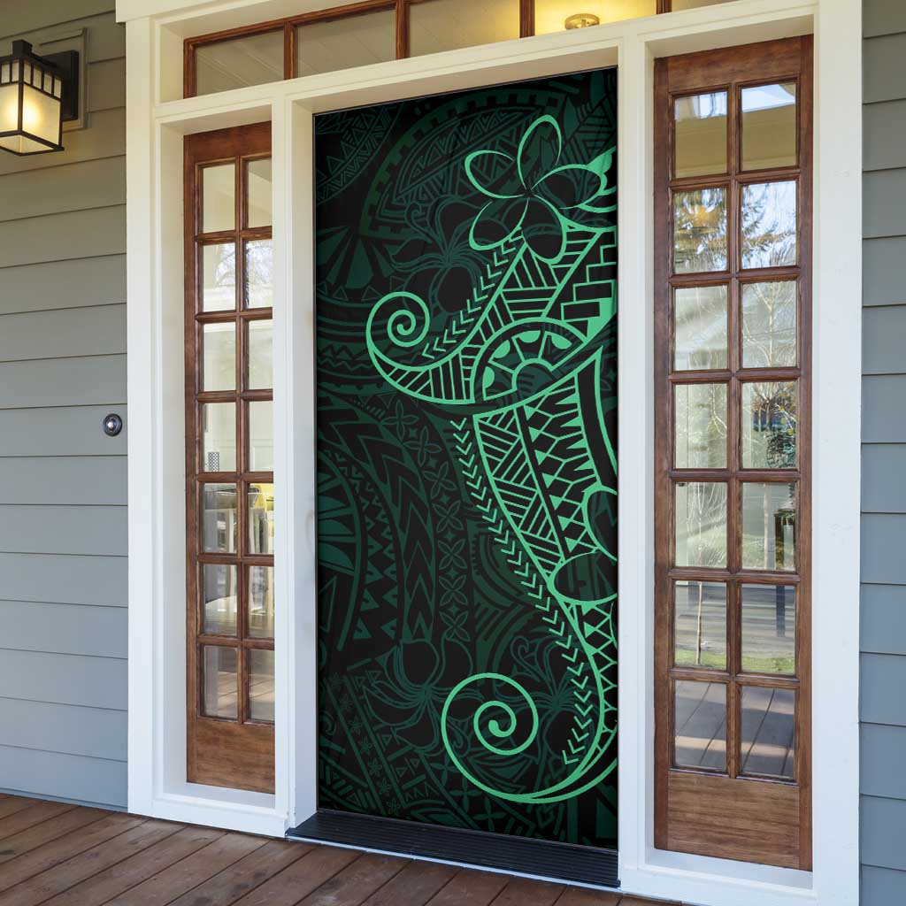 Black Green Polynesian Tribal Door Cover - Polynesian Pride