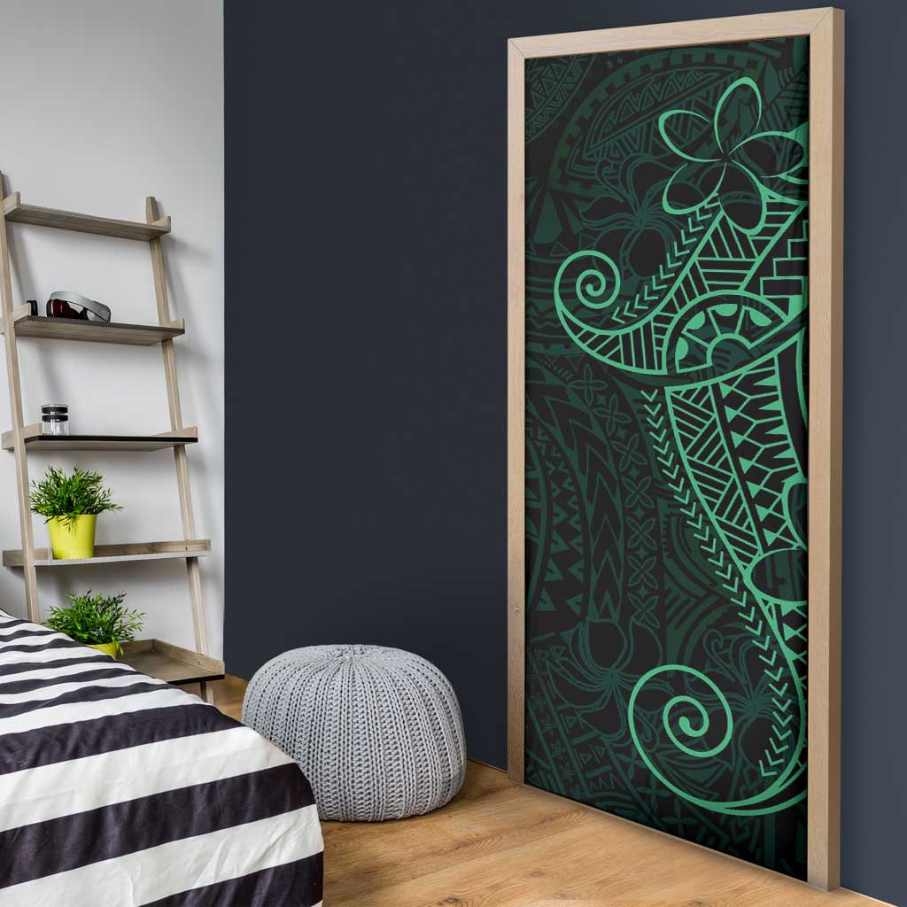 Black Green Polynesian Tribal Door Cover - Polynesian Pride