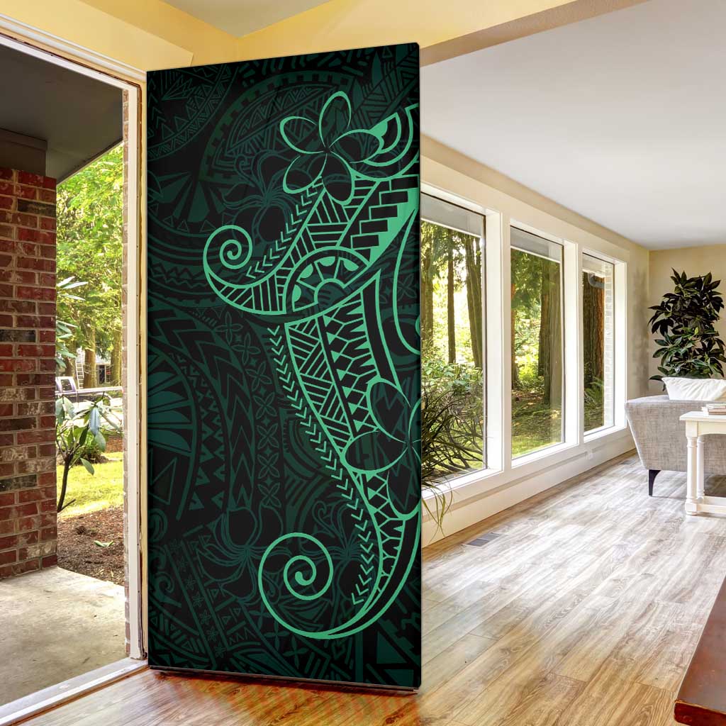 Black Green Polynesian Tribal Door Cover - Polynesian Pride