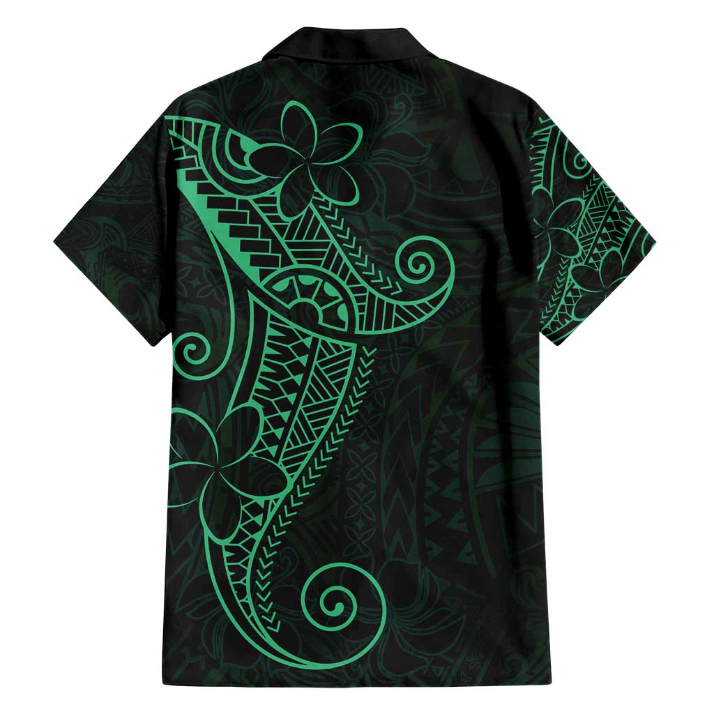 Black Green Polynesian Tribal Family Matching Long Sleeve Bodycon Dress and Hawaiian Shirt - Polynesian Pride