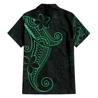 Black Green Polynesian Tribal Family Matching Long Sleeve Bodycon Dress and Hawaiian Shirt - Polynesian Pride