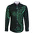Black Green Polynesian Tribal Family Matching Long Sleeve Bodycon Dress and Hawaiian Shirt - Polynesian Pride