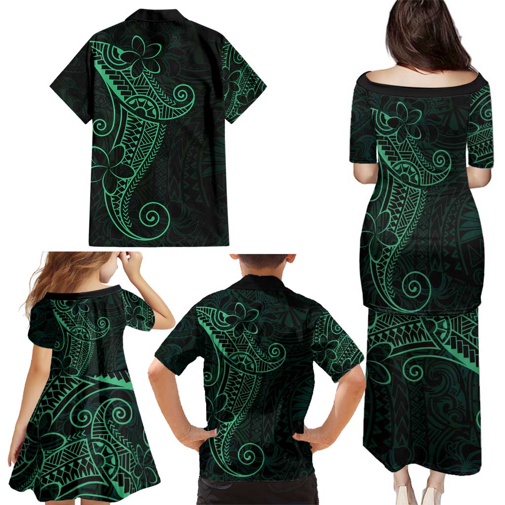 Black Green Polynesian Tribal Family Matching Puletasi and Hawaiian Shirt LT9 - Polynesian Pride