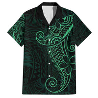 Black Green Polynesian Tribal Family Matching Puletasi and Hawaiian Shirt LT9 Dad's Shirt - Short Sleeve Green - Polynesian Pride