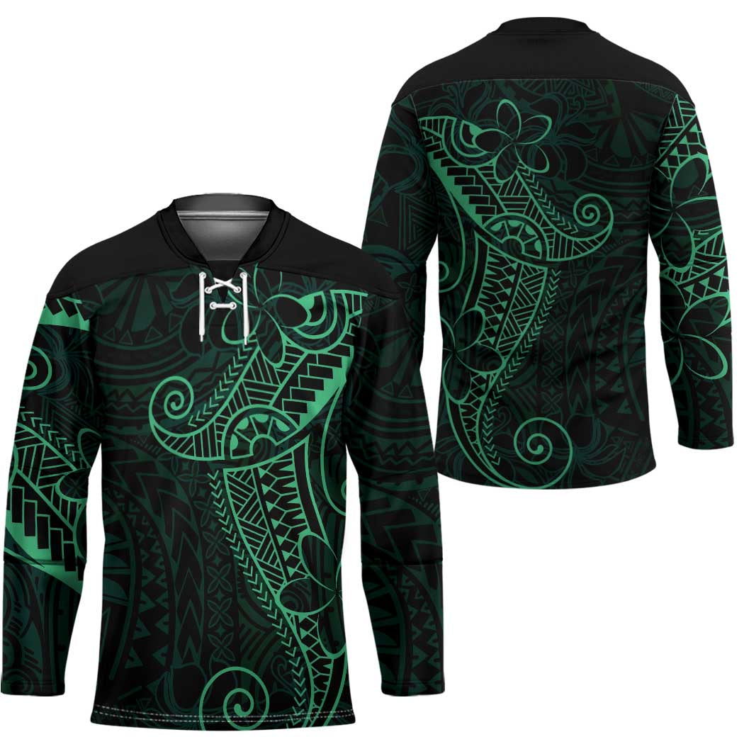 Black Green Polynesian Tribal Hockey Jersey - Polynesian Pride