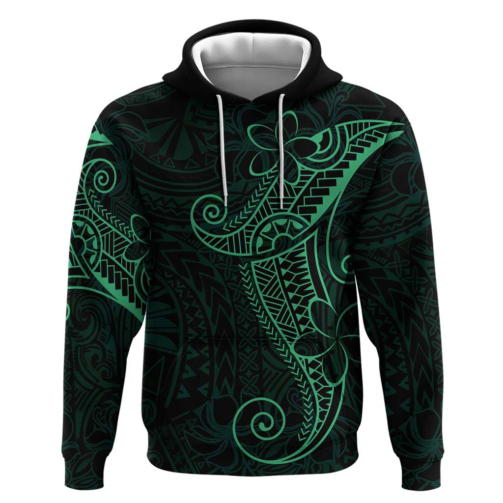 Black Green Polynesian Tribal Hoodie - Polynesian Pride