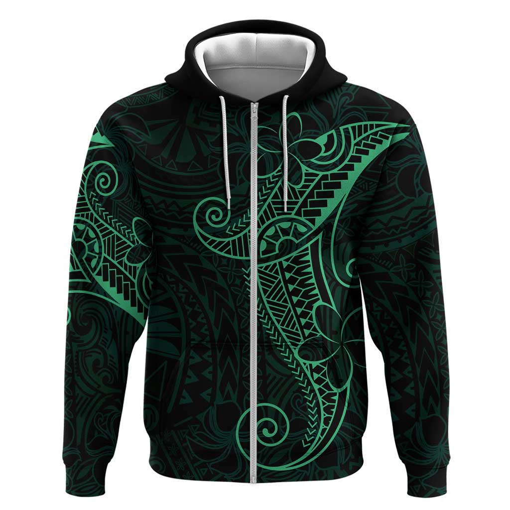 Black Green Polynesian Tribal Hoodie - Polynesian Pride