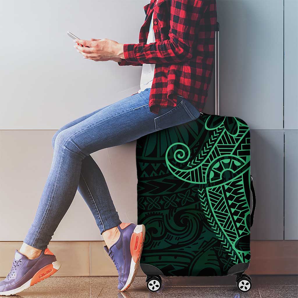 Black Green Polynesian Tribal Luggage Cover - Polynesian Pride