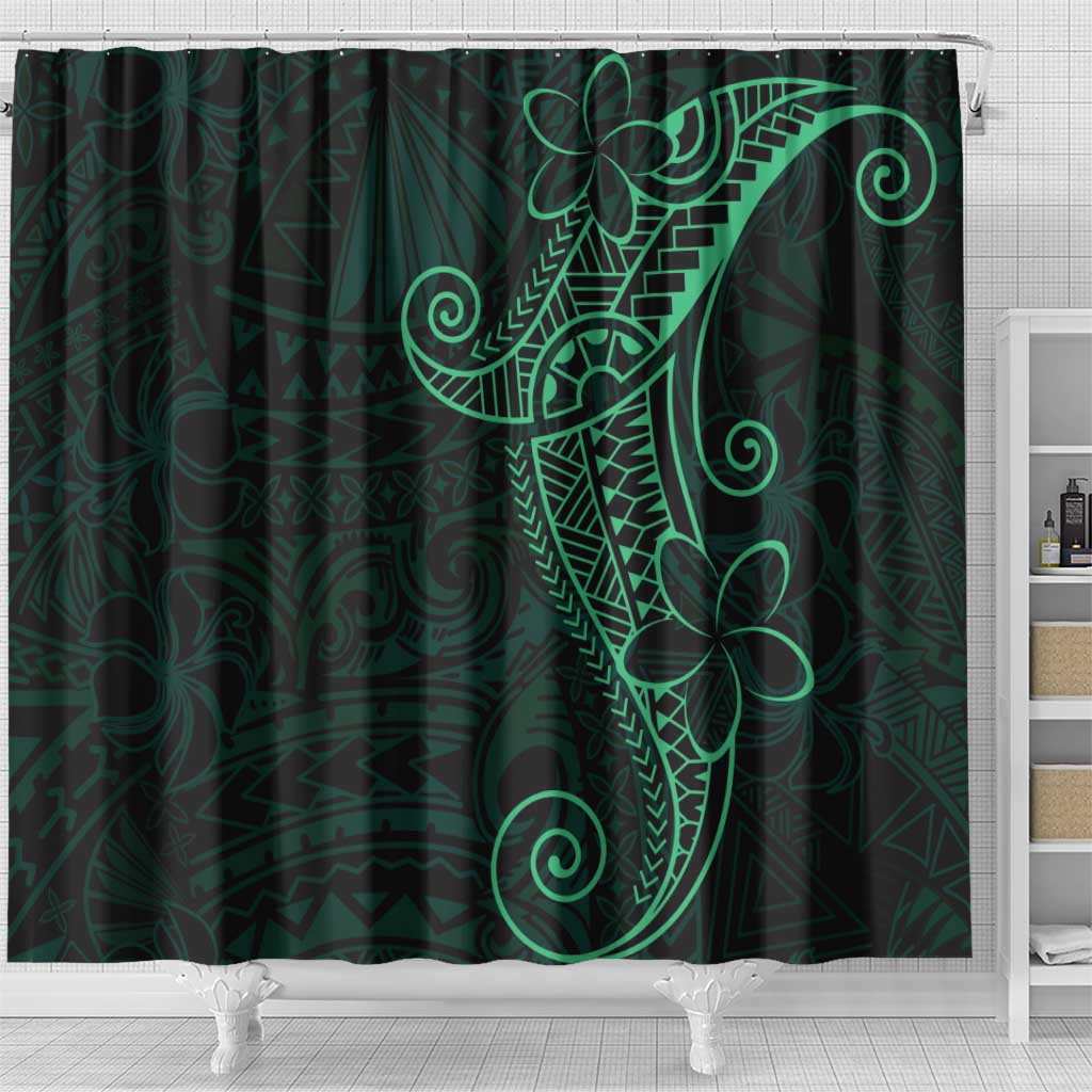Black Green Polynesian Tribal Shower Curtain - Polynesian Pride