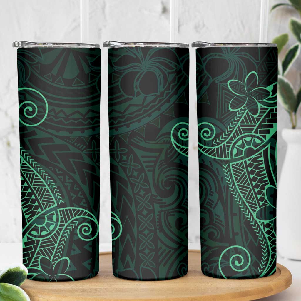 Black Green Polynesian Tribal Skinny Tumbler - Polynesian Pride
