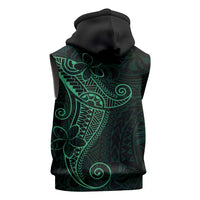Black Green Polynesian Tribal Sleeveless Hoodie - Polynesian Pride